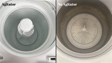 These typically have spiral pieces around them for moving clothes from the top of the machine to the bottom when it spins. . Washing machine agitator vs no agitator